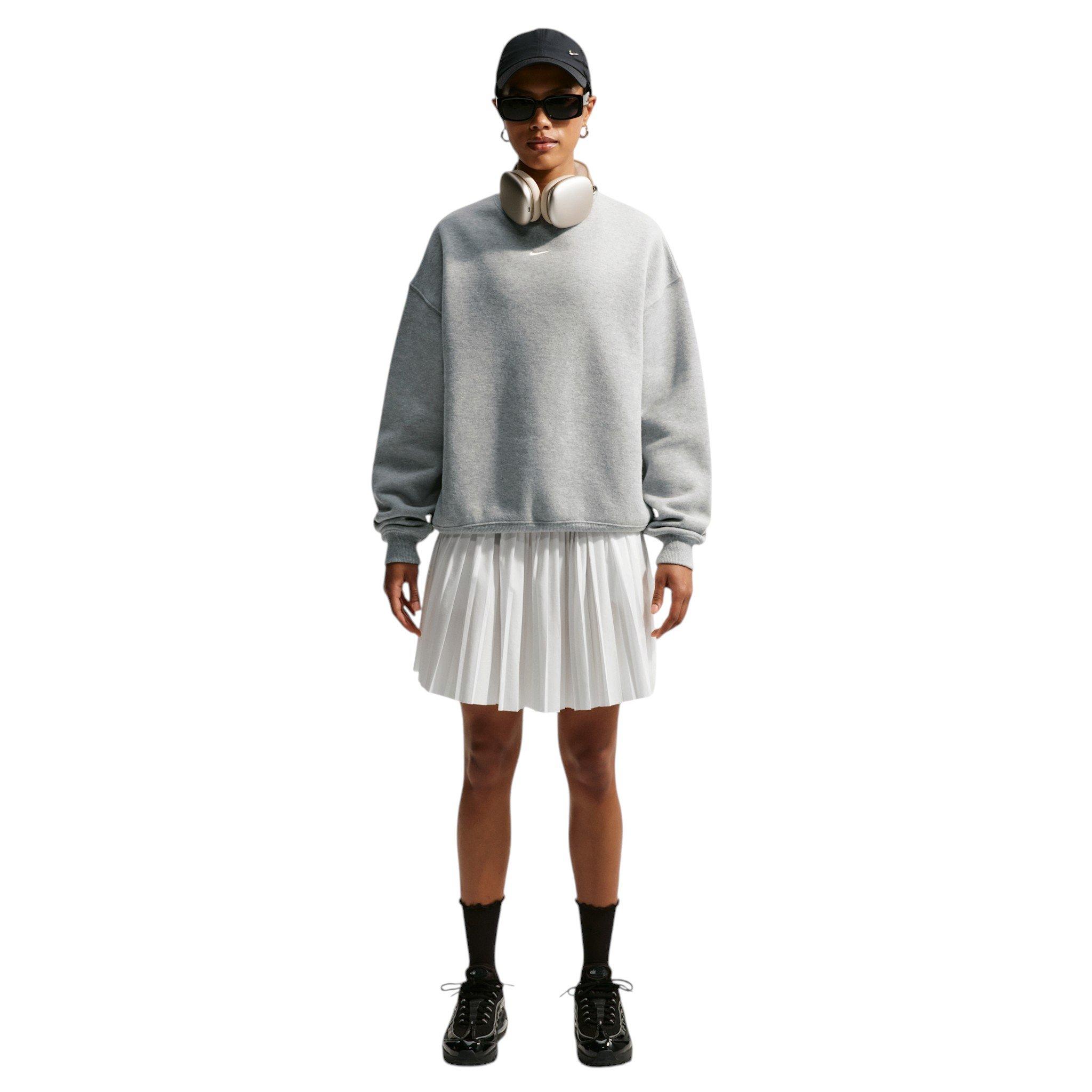 Nike Women's Studio Fleece Medium Weight Oversized Crewneck Sweatshirt - Grey - GREY